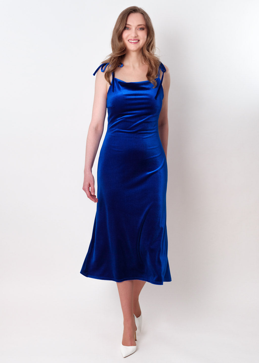 Royal blue slip velvet bodycon dress