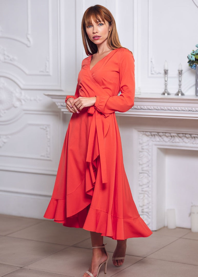 Coral blue wrap dress