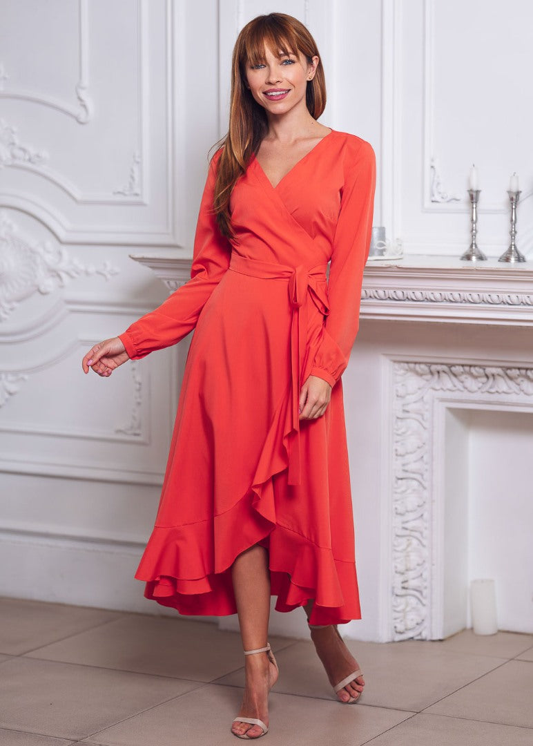 Coral blue wrap dress