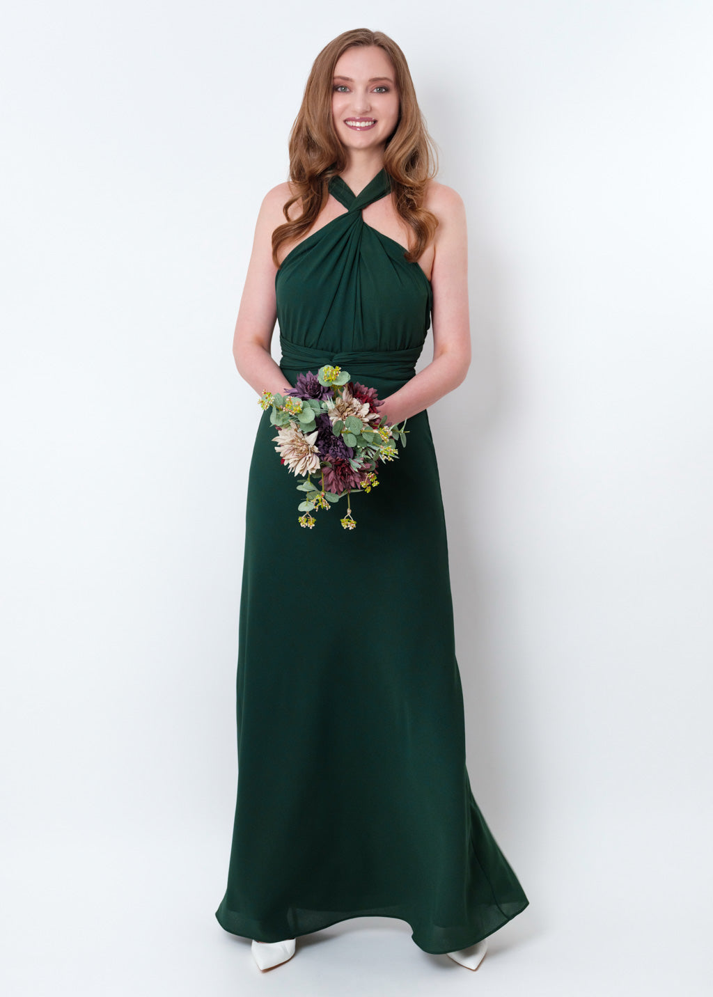Dark green chiffon infinity long dress