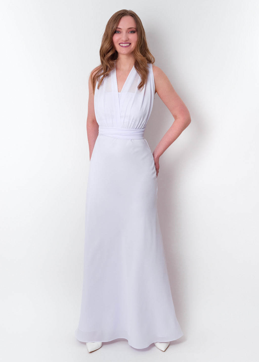 White chiffon infinity long dress