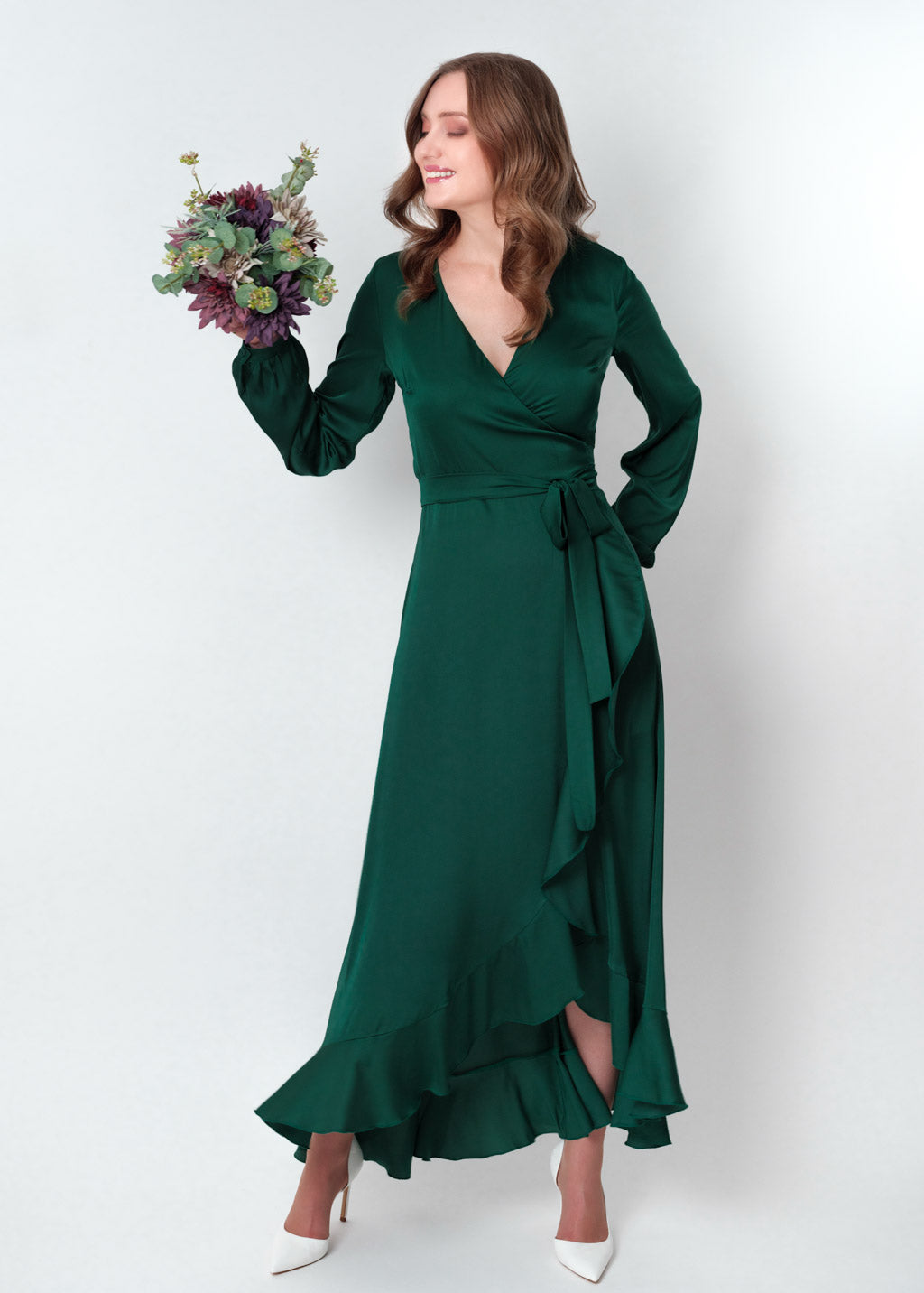 Emerald green wrap dress