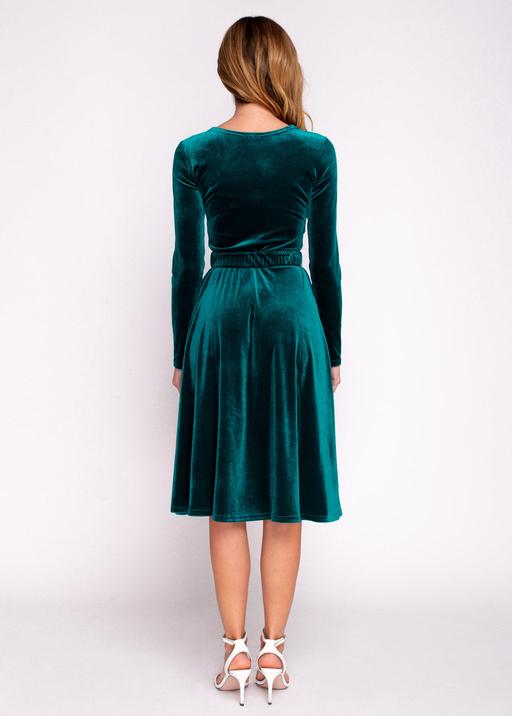 Mommy and me teal green velvet adult dress