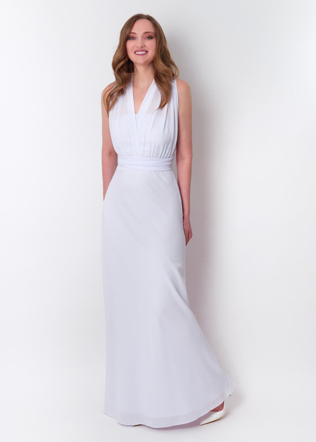 White chiffon infinity long dress