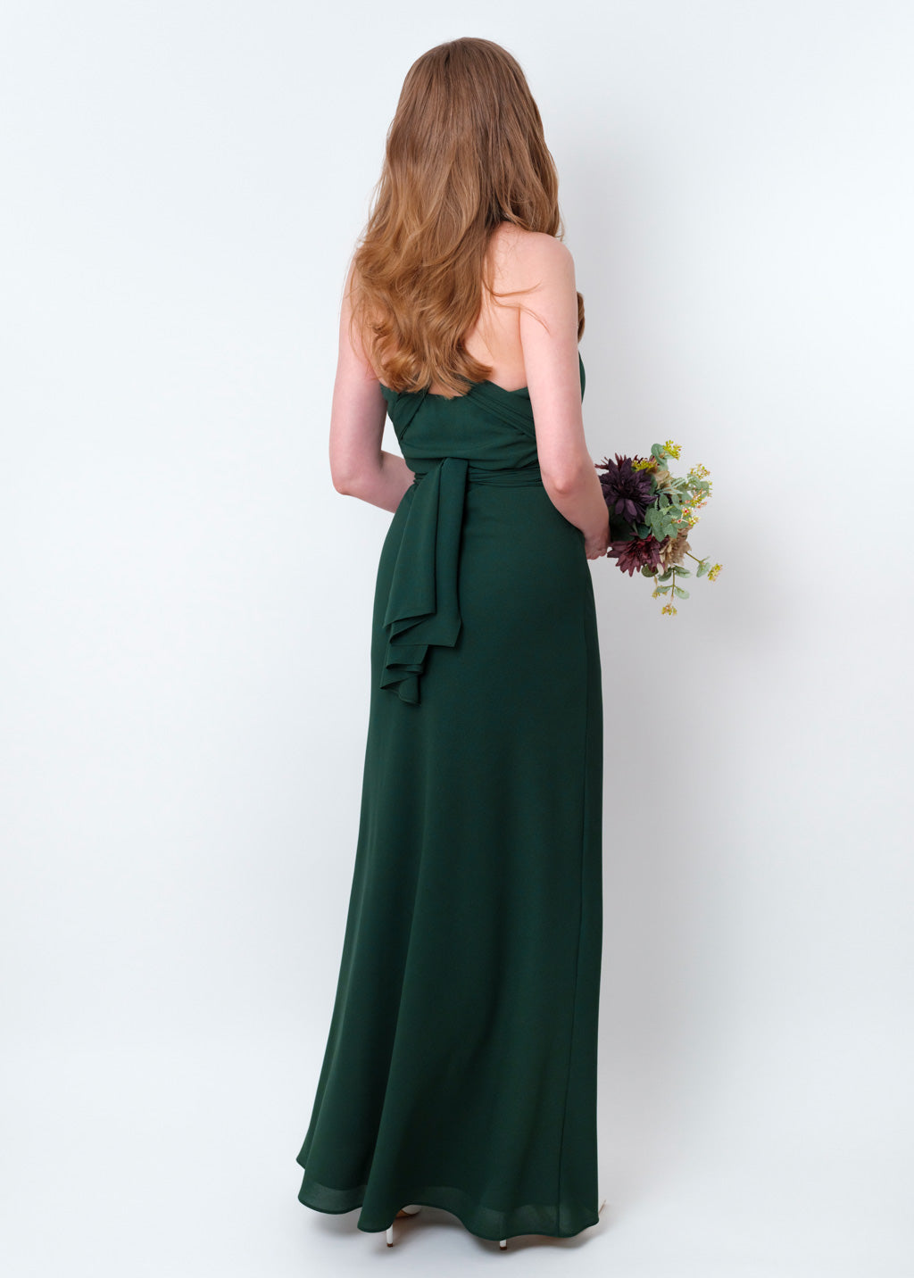 Dark green chiffon infinity long dress