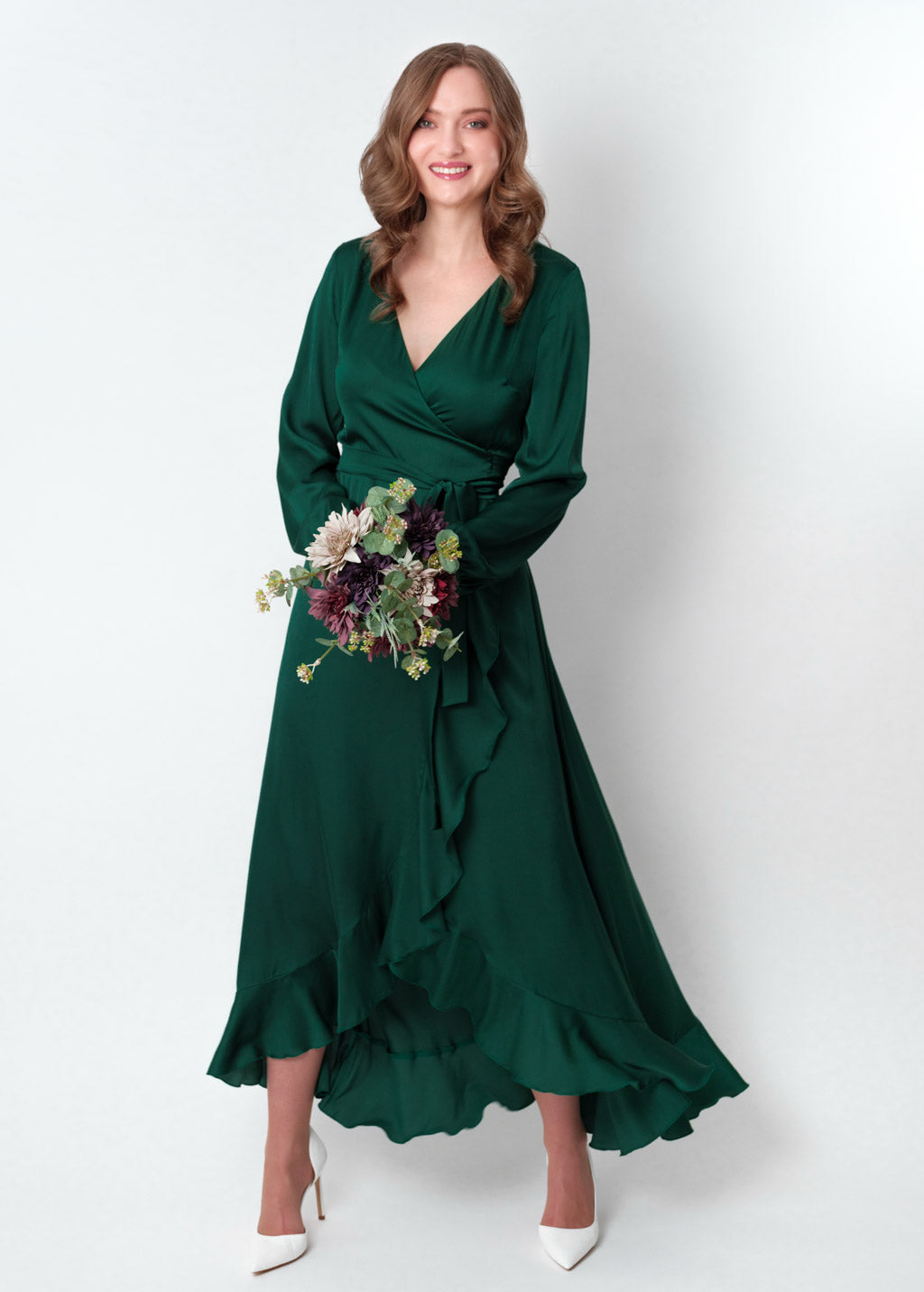 Emerald green wrap dress