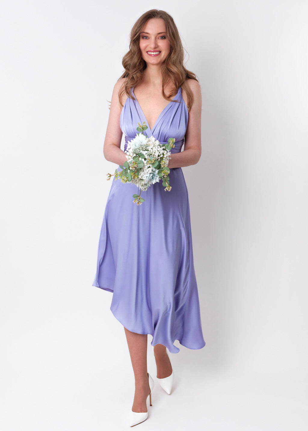 lilac asymmetrical dress Purple asymmetrical dress in silk mikado