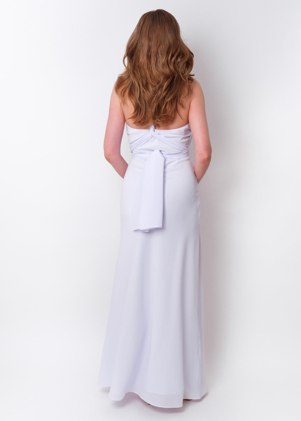 White chiffon infinity long dress