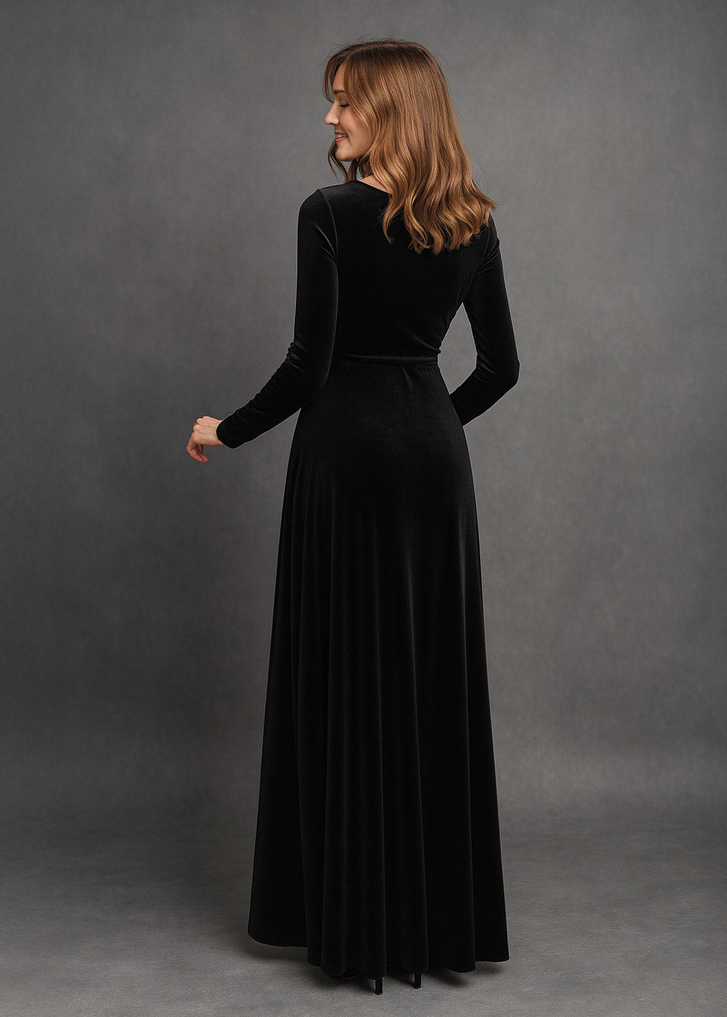 Black bridesmaids velvet dress