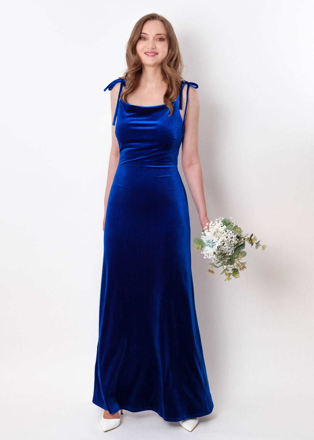 Royal blue slip velvet bodycon long dress