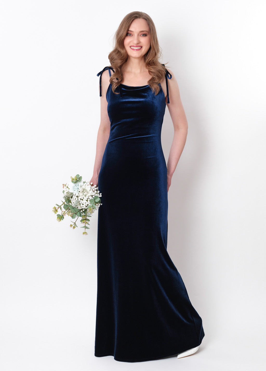Navy blue slip velvet bodycon long dress
