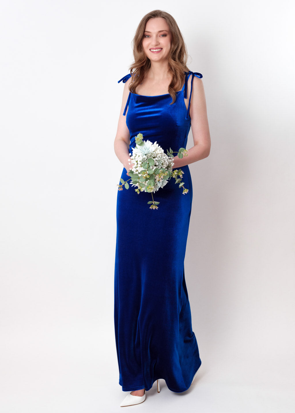 Royal blue slip velvet bodycon long dress