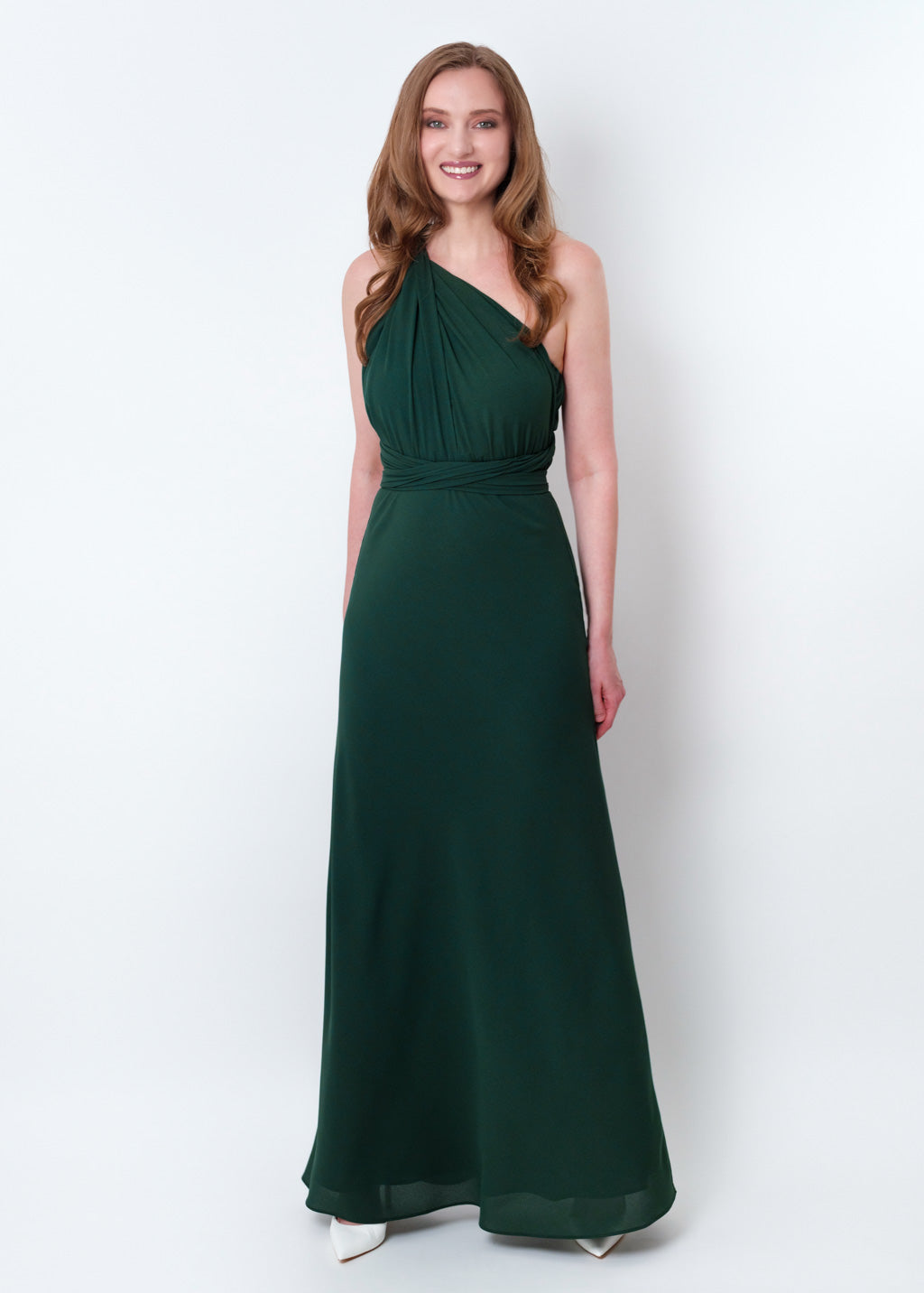 Dark green chiffon infinity long dress