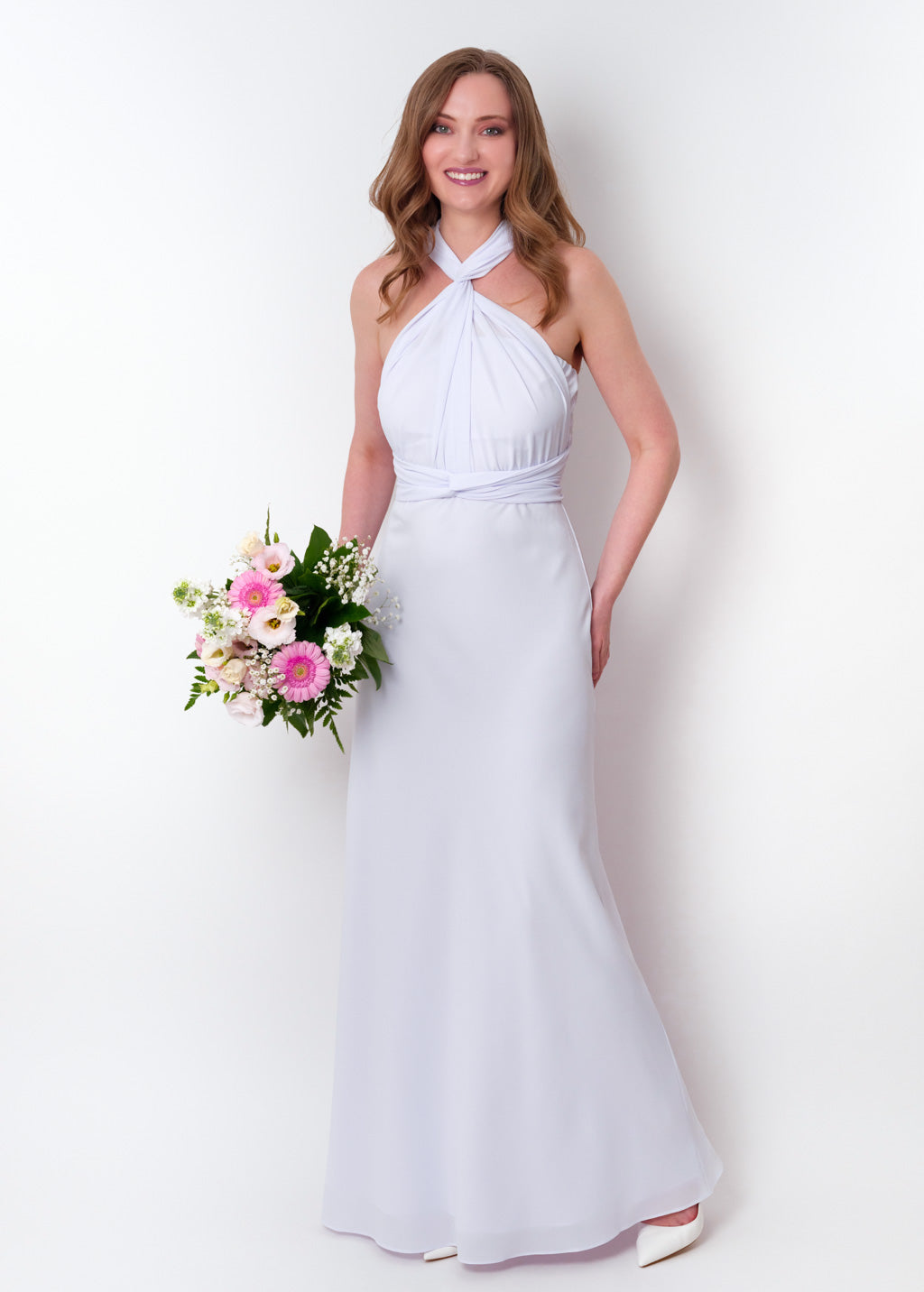 White chiffon infinity long dress