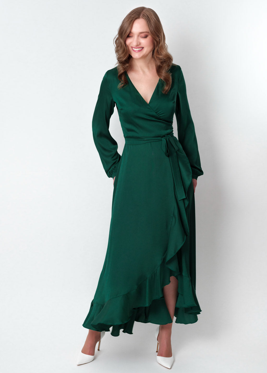 Emerald green wrap dress