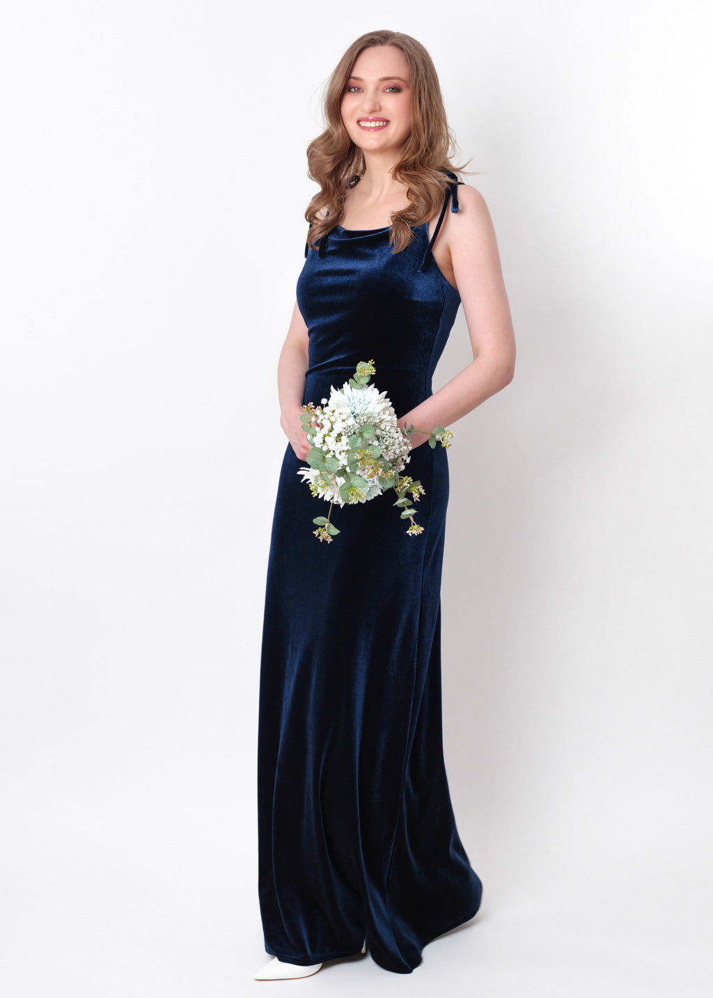 Navy blue slip velvet bodycon long dress