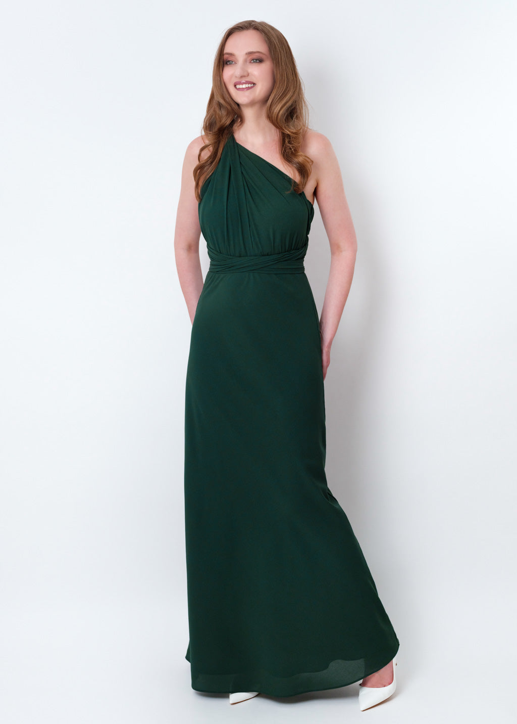 Dark green chiffon infinity long dress