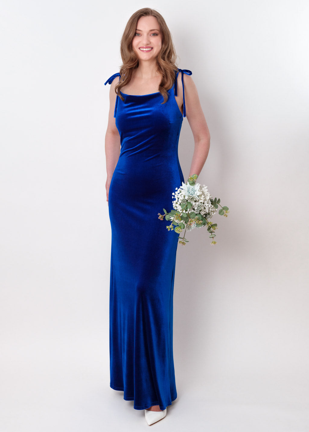 Royal blue slip velvet bodycon long dress