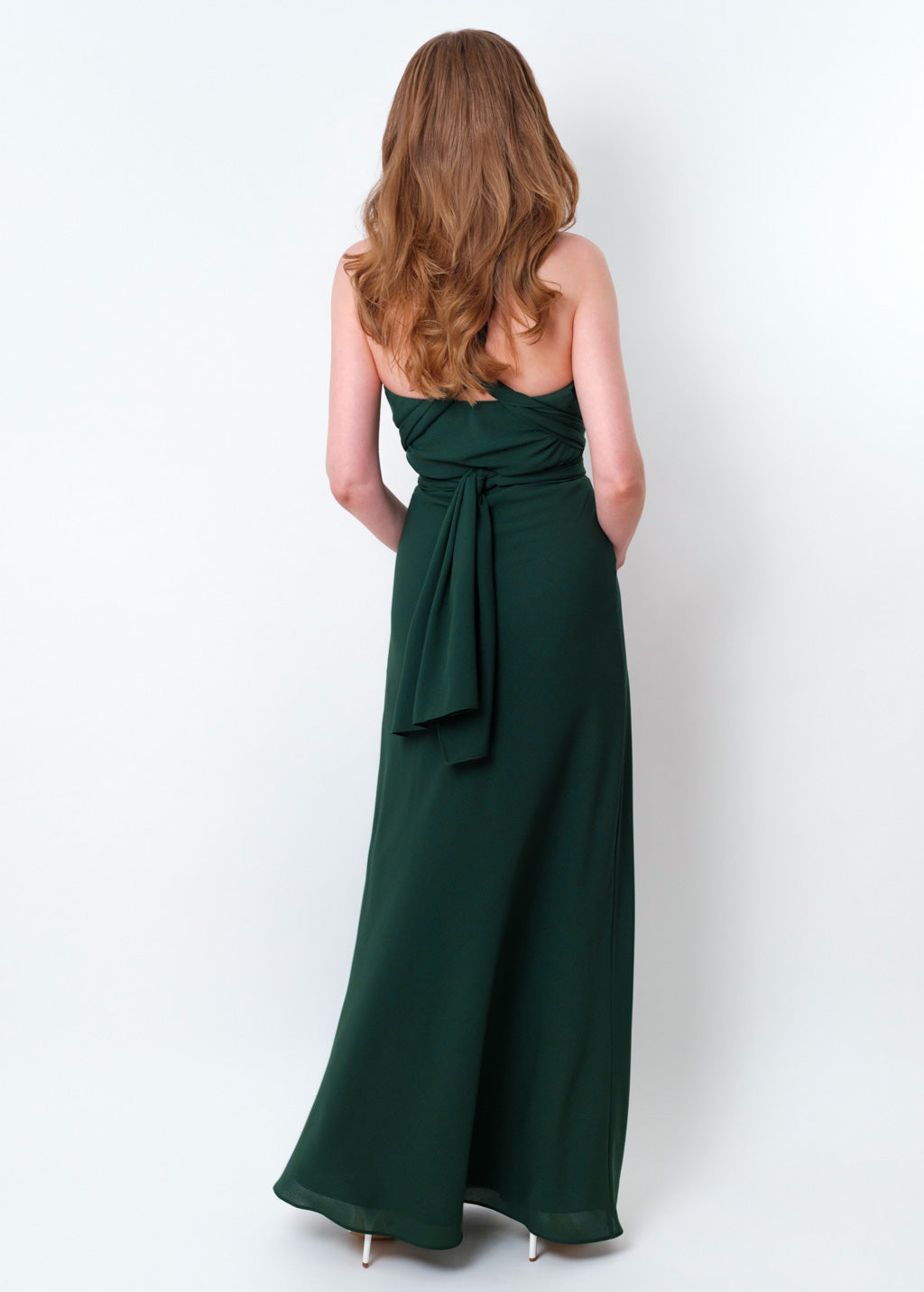 Dark green chiffon infinity long dress