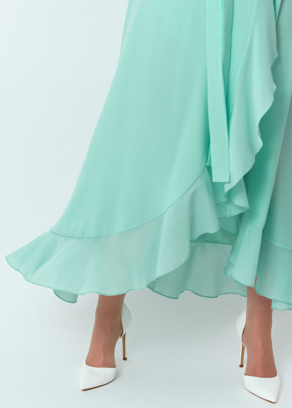 Tiffany blue chiffon wrap dress