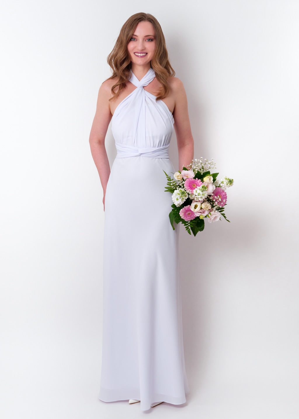 White chiffon infinity long dress