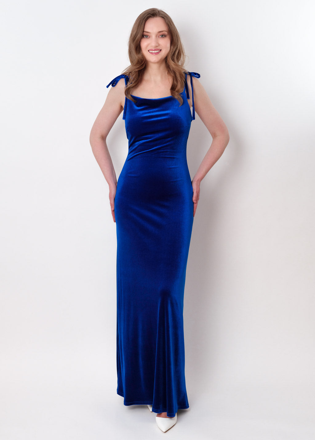 Royal blue slip velvet bodycon long dress