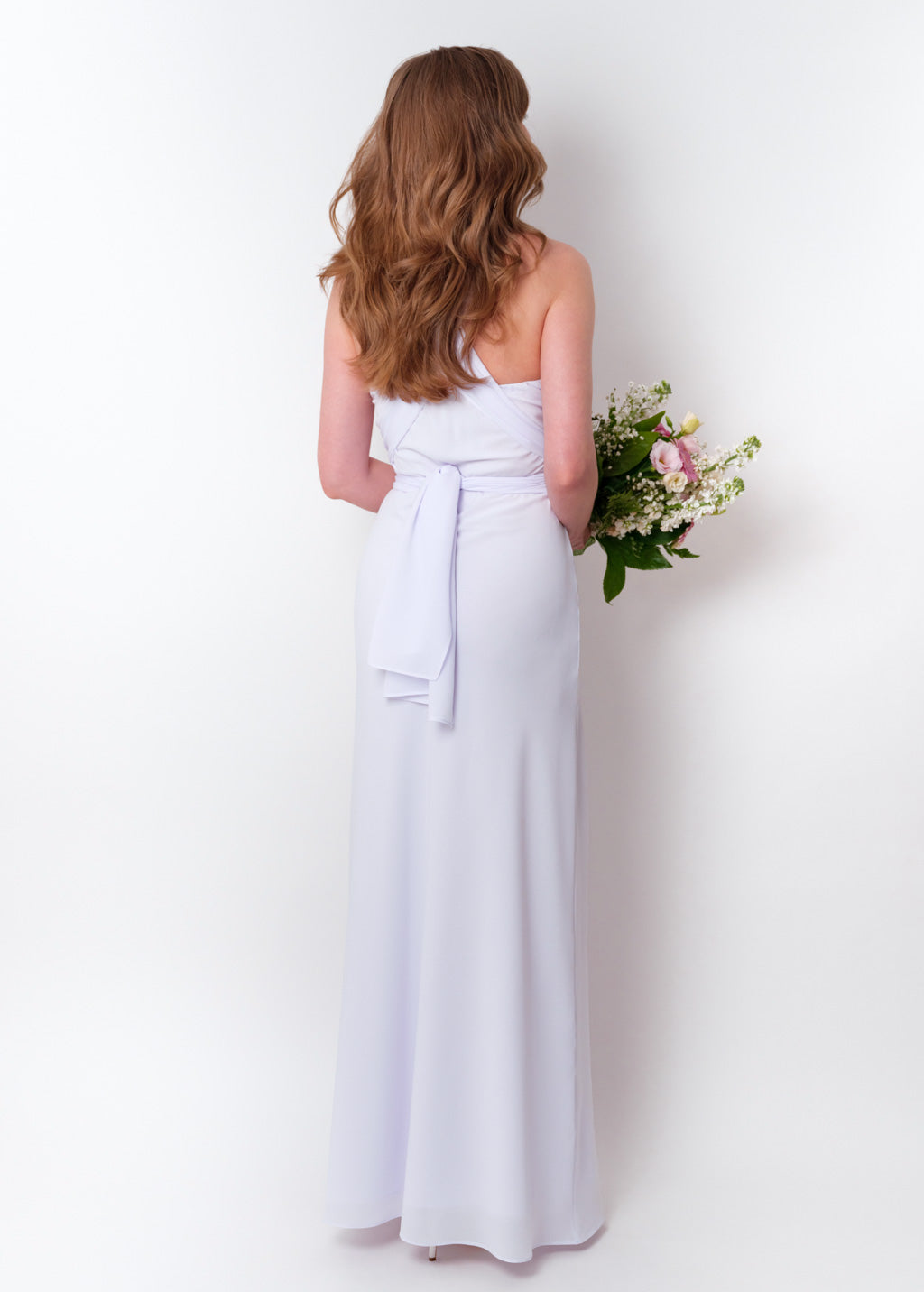 White chiffon infinity long dress