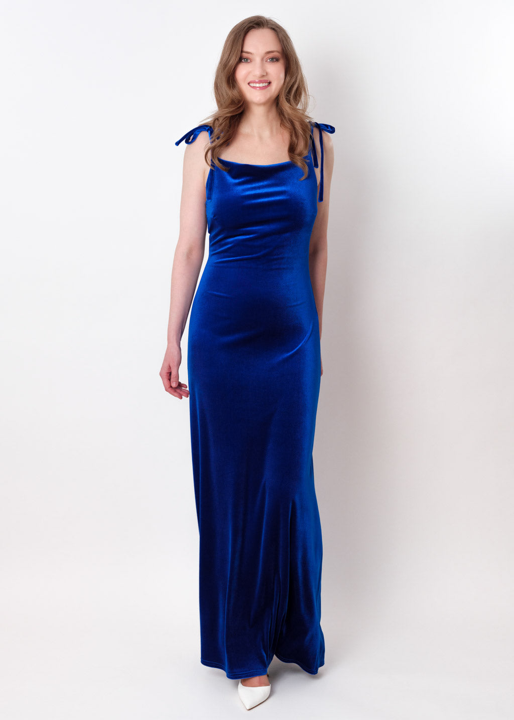 Royal blue slip velvet bodycon long dress
