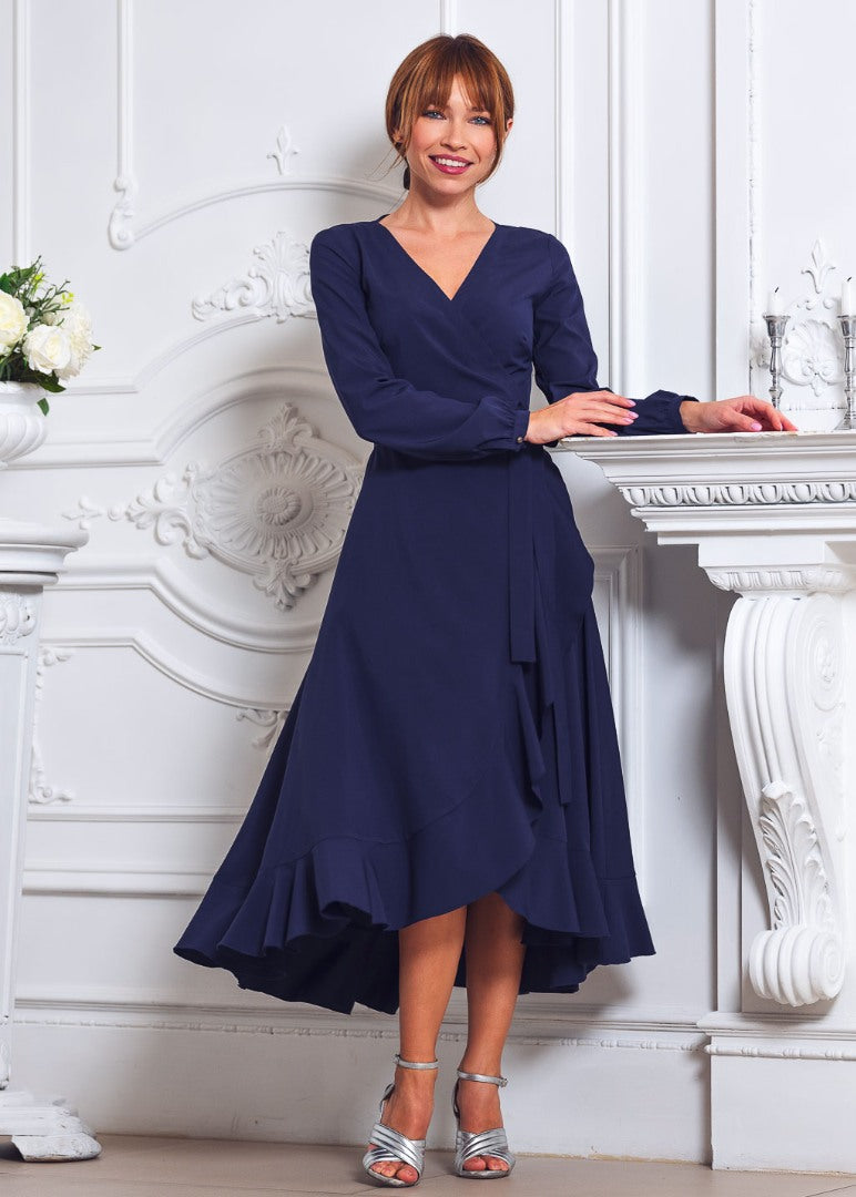 Navy blue wrap dress