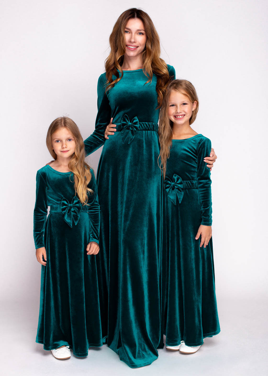 Teal green girl velvet long dress