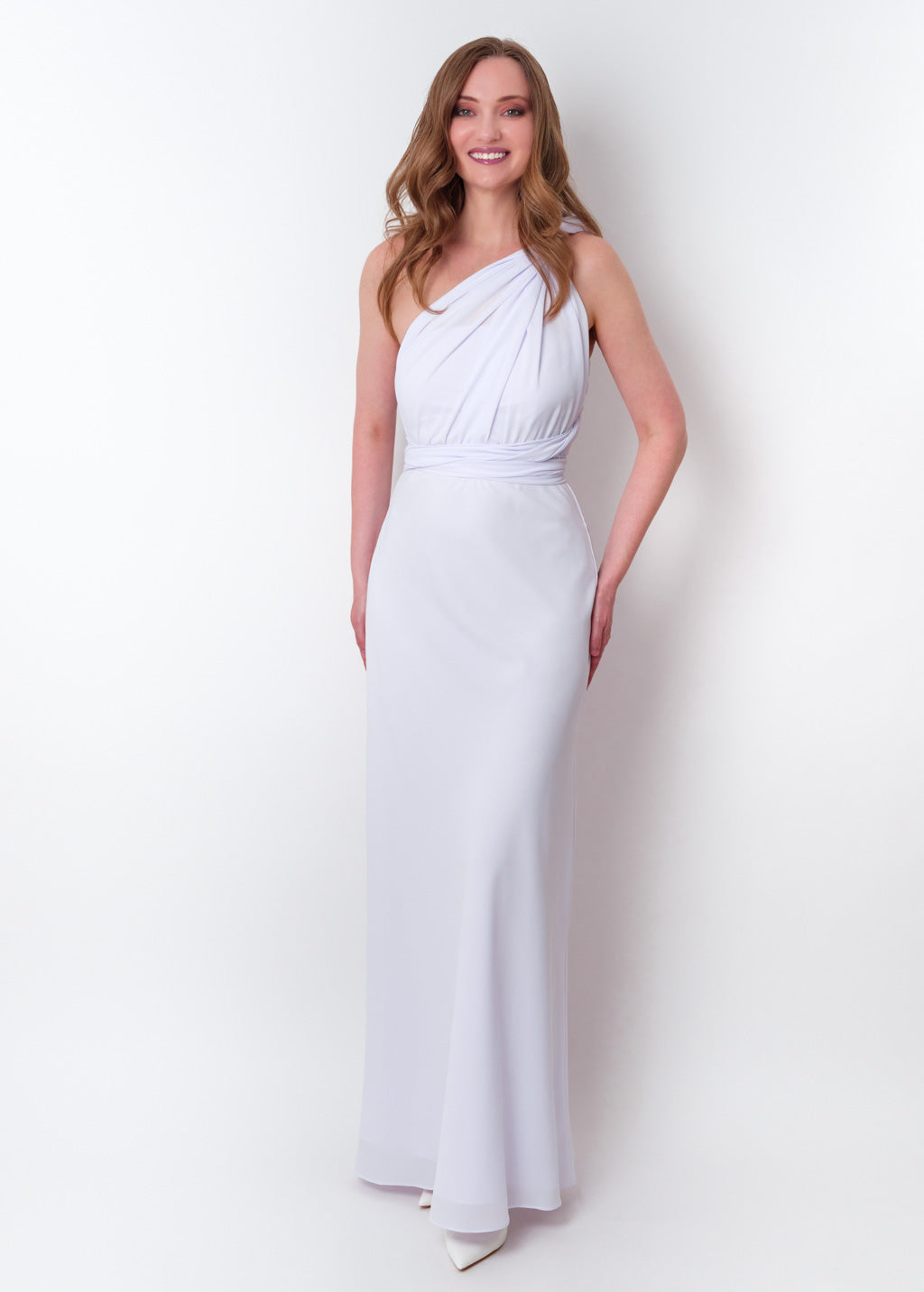 White chiffon infinity long dress