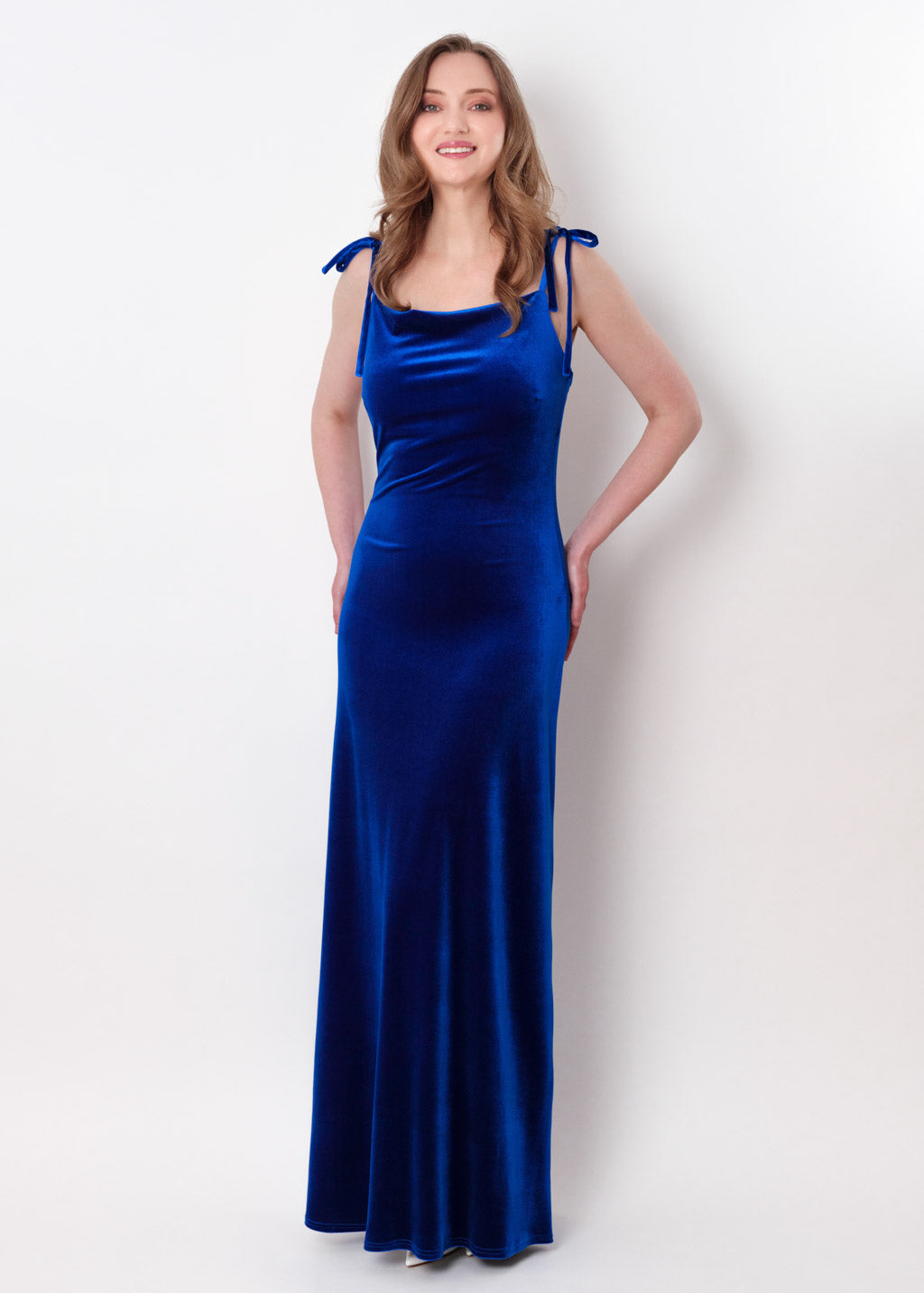Royal blue slip velvet bodycon long dress