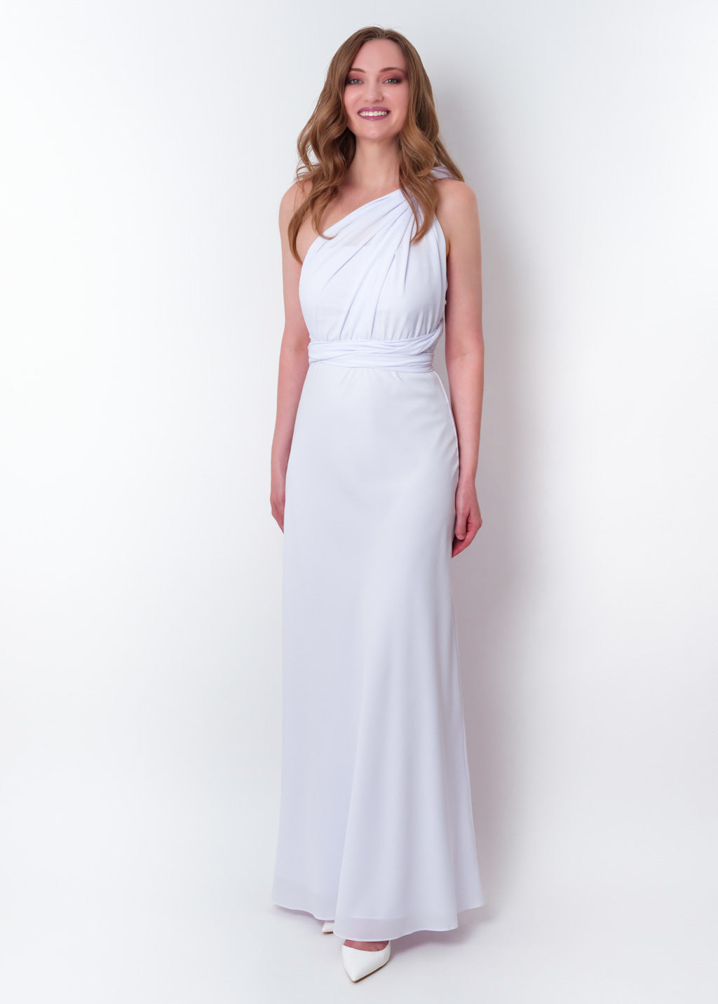 White chiffon infinity long dress