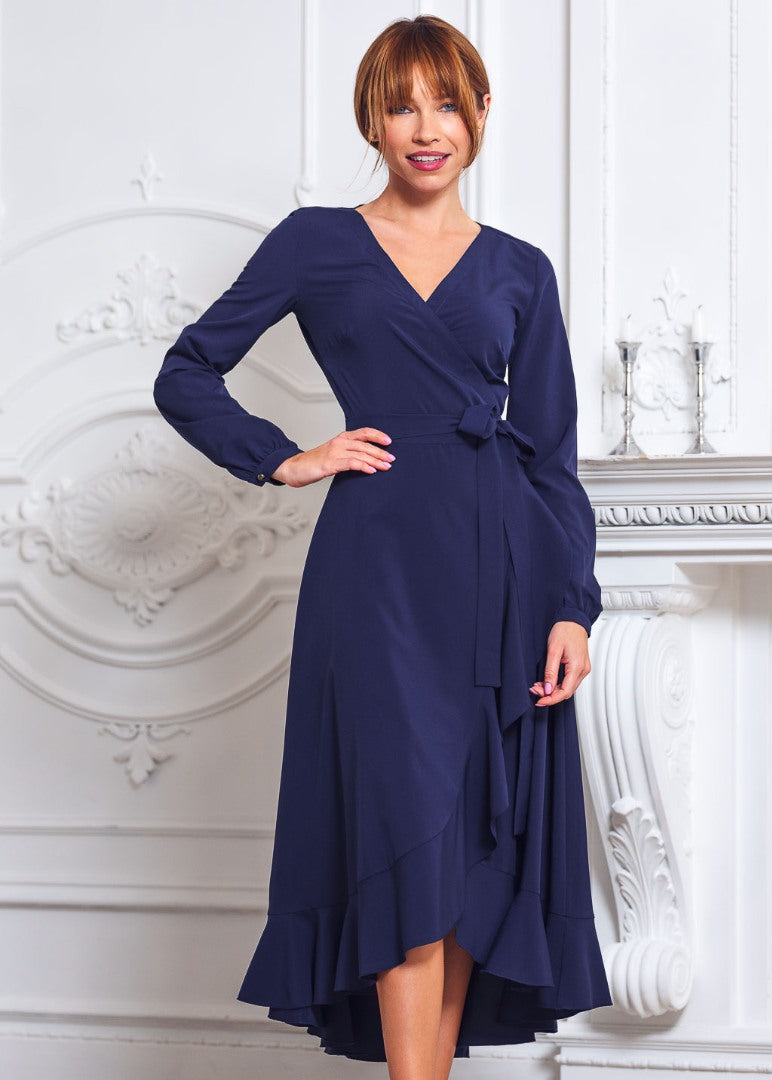 Navy blue wrap dress
