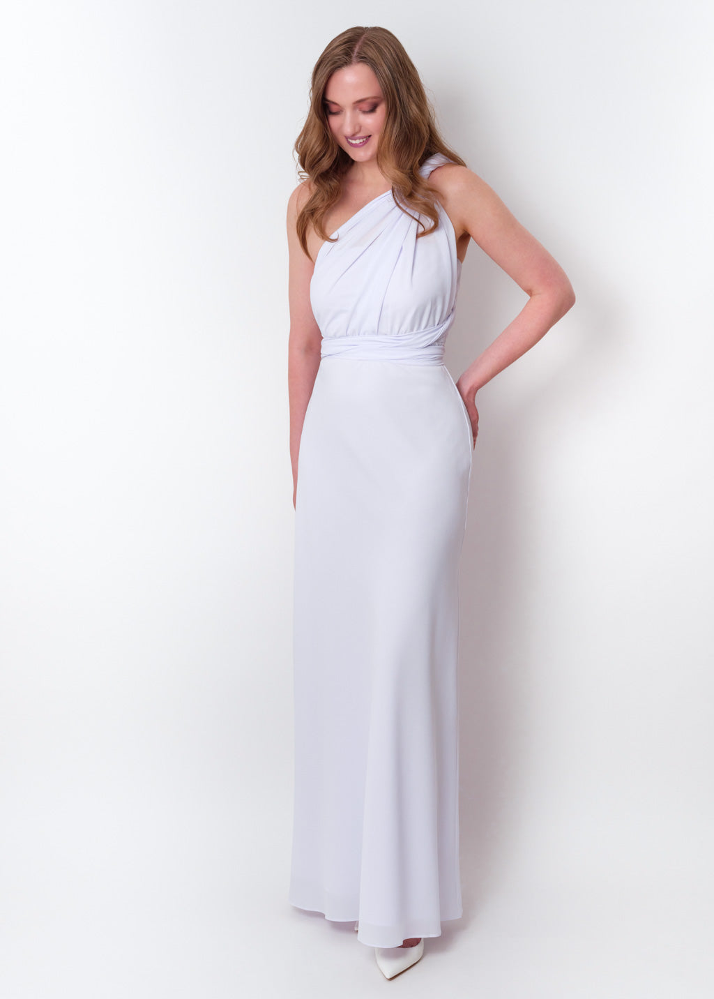 White chiffon infinity long dress