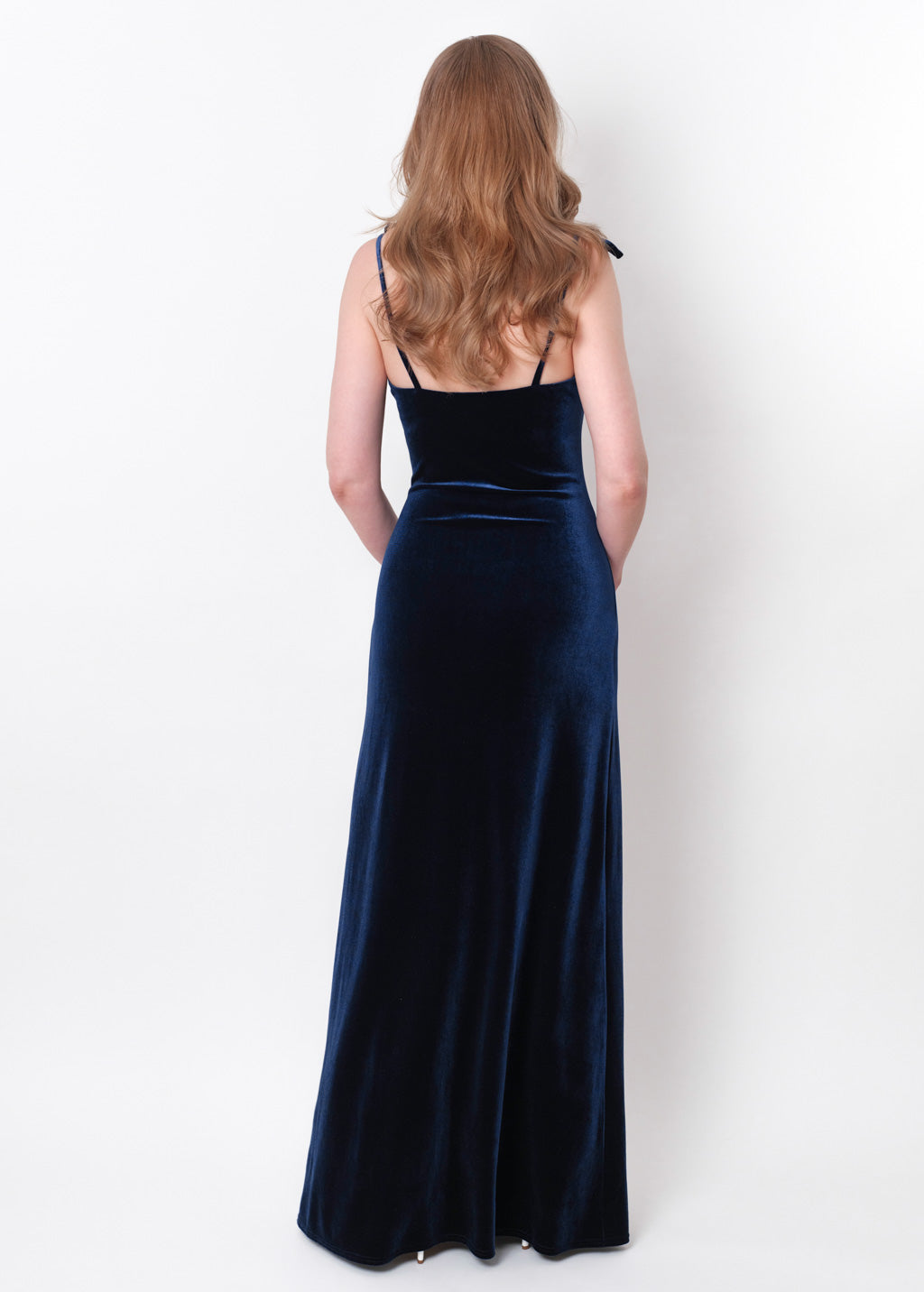Navy blue slip velvet bodycon long dress