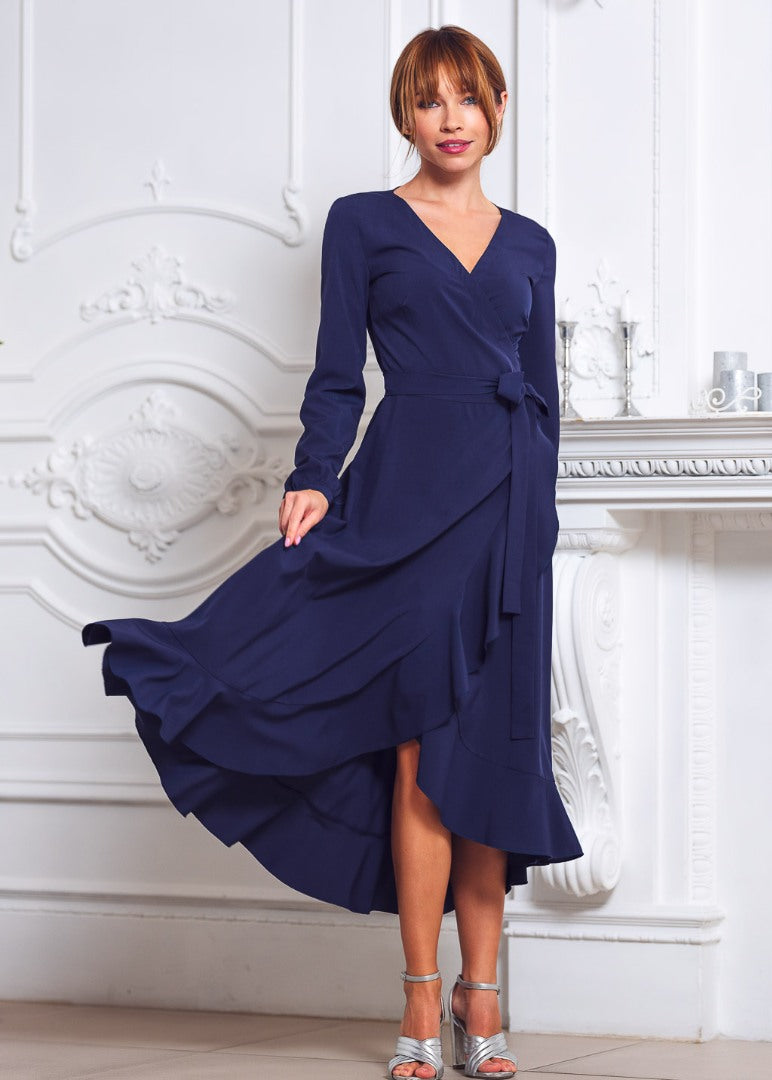 Navy blue wrap dress