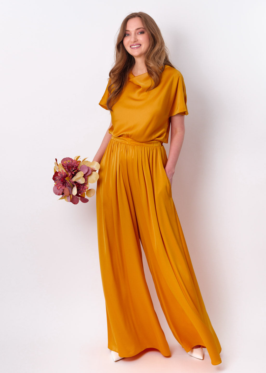 Gold silk jumpsuit