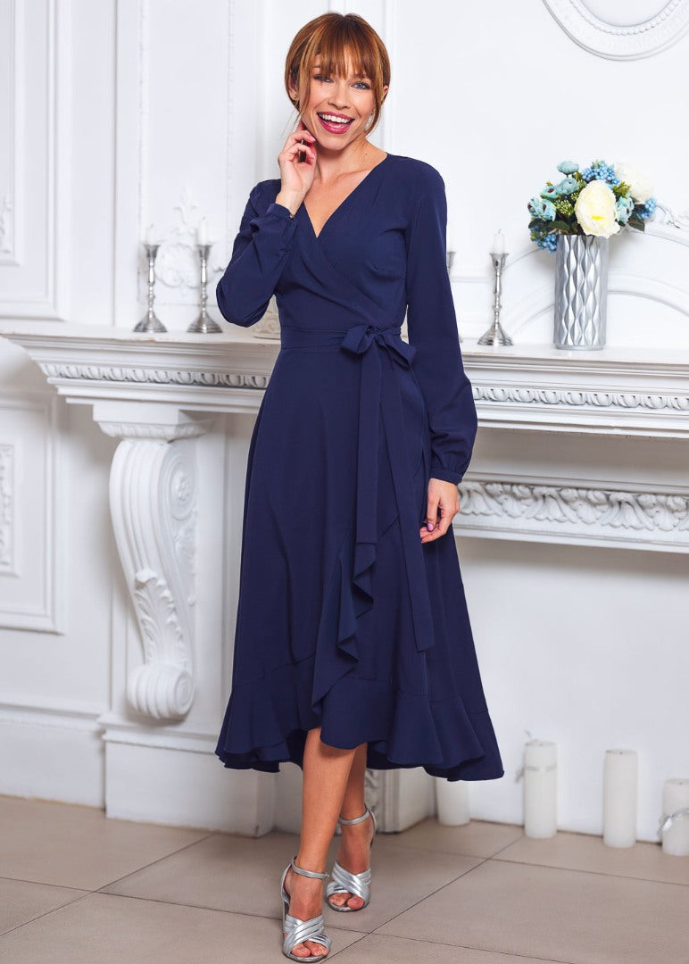 Navy blue wrap dress