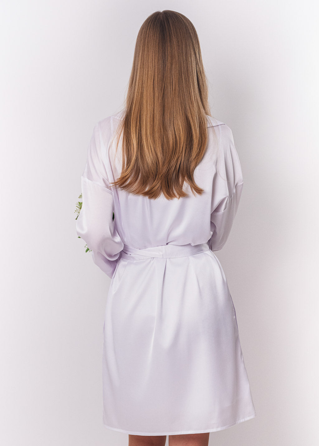 White silk robe with pockets