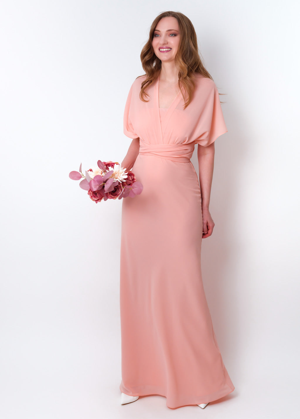 Blush pink chiffon infinity long dress