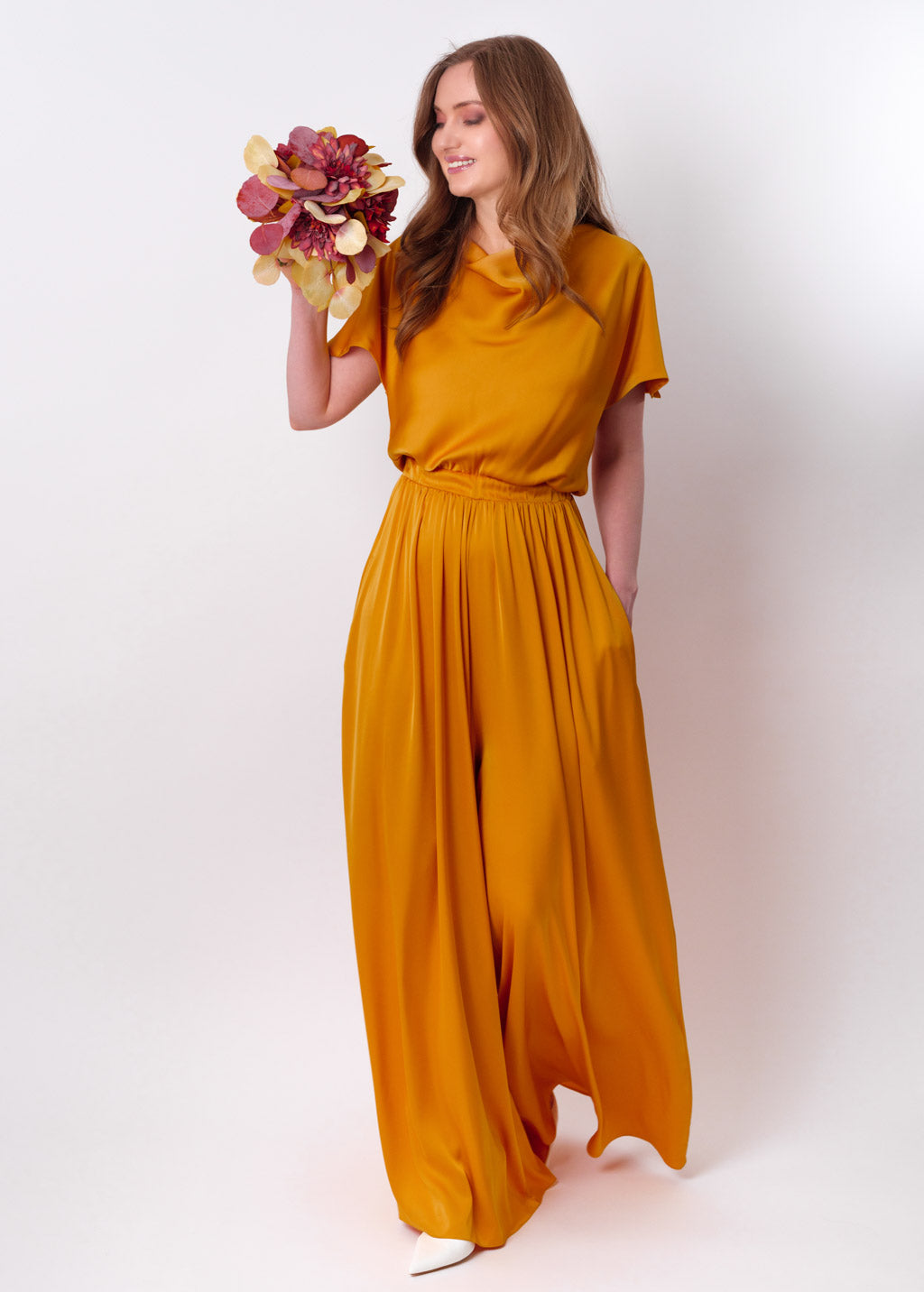 Gold silk jumpsuit