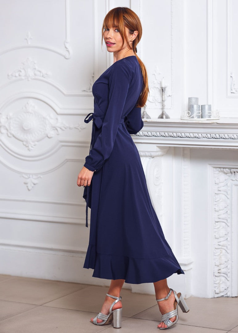 Navy blue wrap dress
