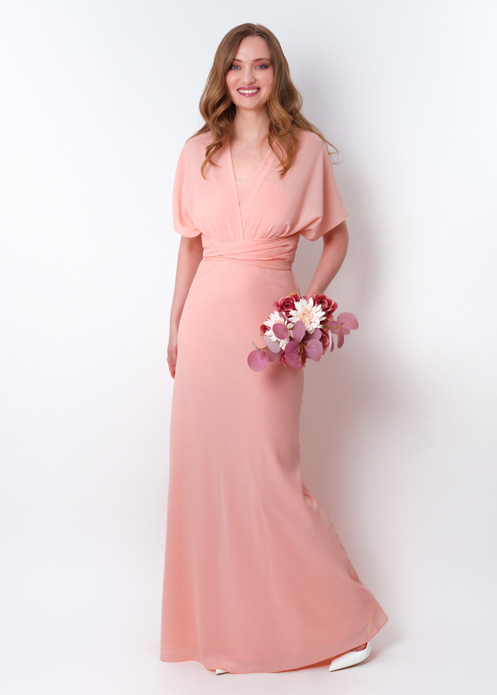 Blush pink chiffon infinity long dress