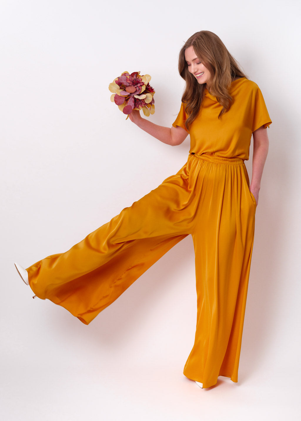 Gold silk jumpsuit