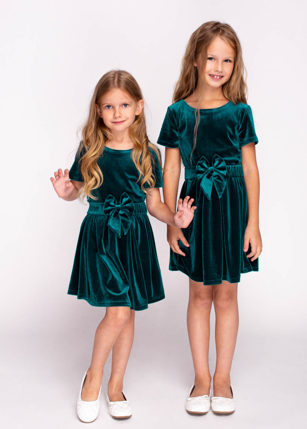 Mommy and me teal green velvet adult dress
