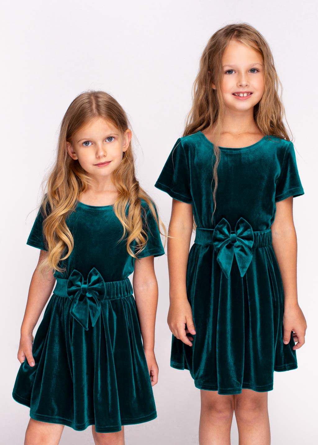 Mommy and me teal green velvet adult dress