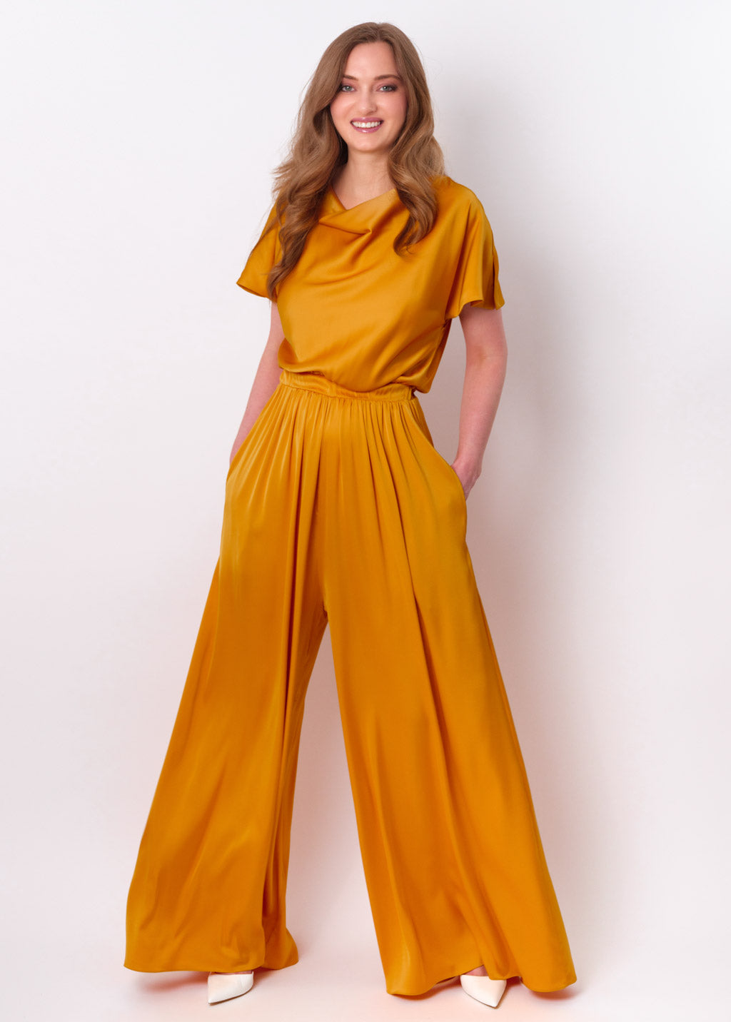 Gold silk jumpsuit