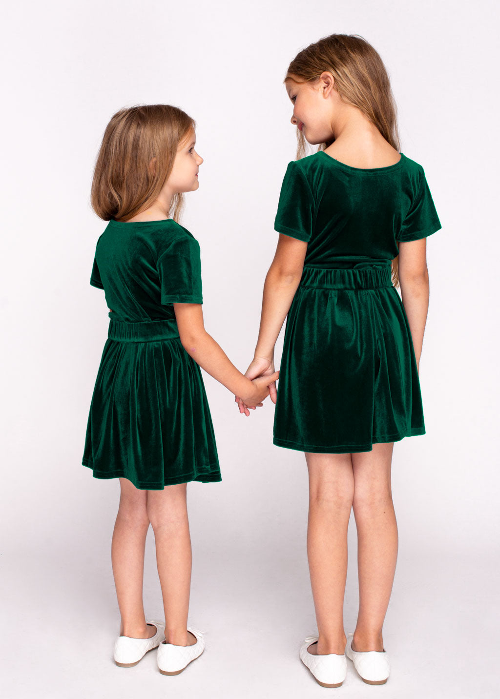 Emerald green green girl velvet dress