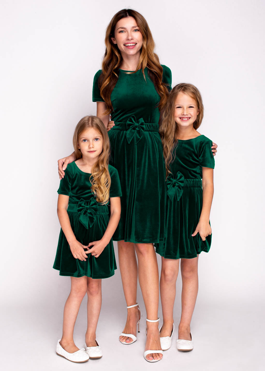 Mommy and me emerald green velvet adult dress